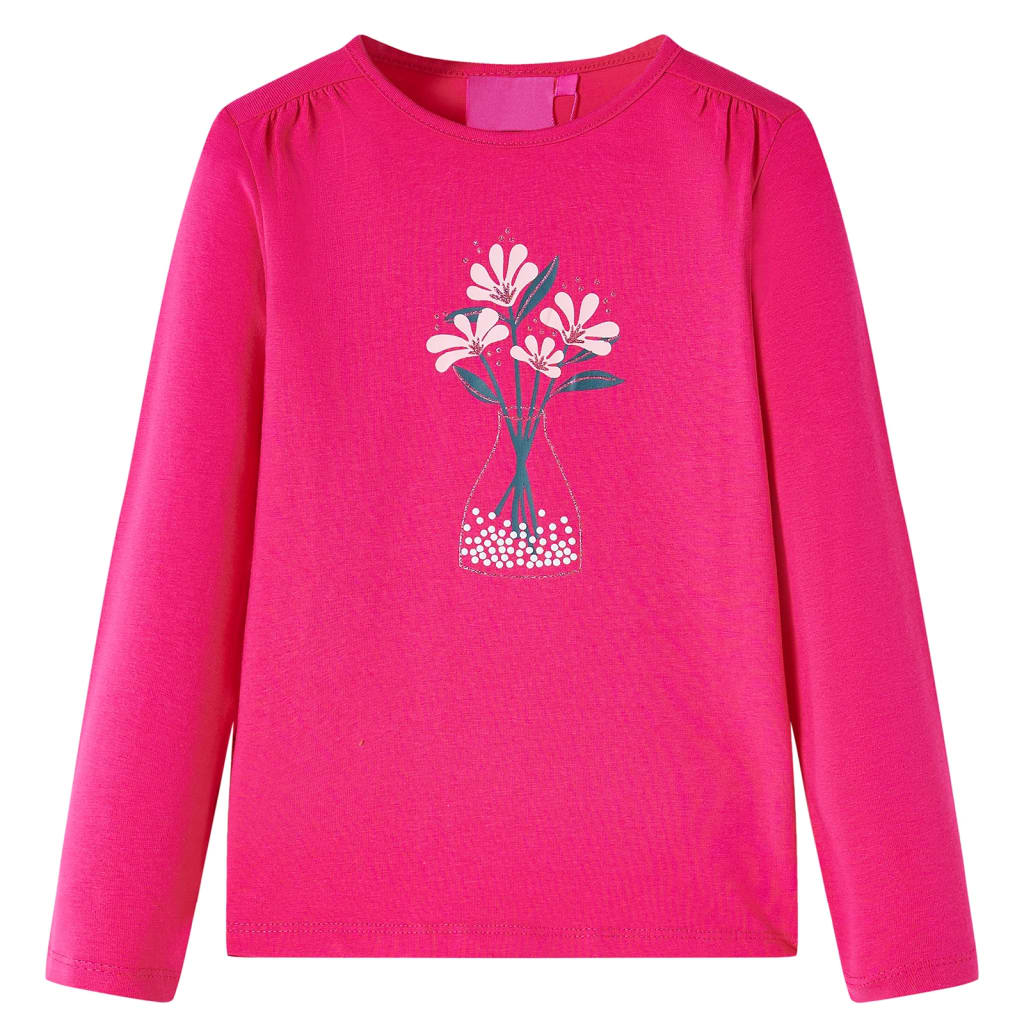 VidaXL Kindershirt mit langen Ärmeln 92 leuchtendes Rosa
