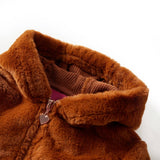 VidaXL Kindermantel mit Kapuze 92 Kunstpelz in der Farbe Cognac