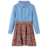 VidaXL Kinderkleid mit langen Ärmeln 92 Marineblau und Jeansblau