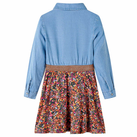 VidaXL Kinderkleid mit langen Ärmeln 140 Marineblau und Jeansblau