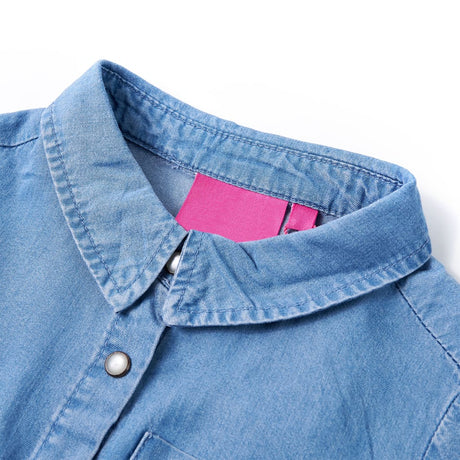 VidaXL Kinderkleid mit langen Ärmeln 140 Marineblau und Jeansblau