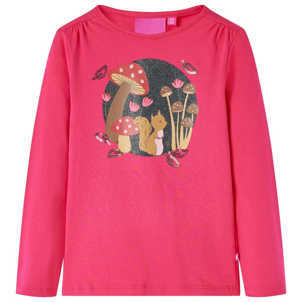 VidaXL Kindershirt mit langen Ärmeln 92 leuchtendes Rosa