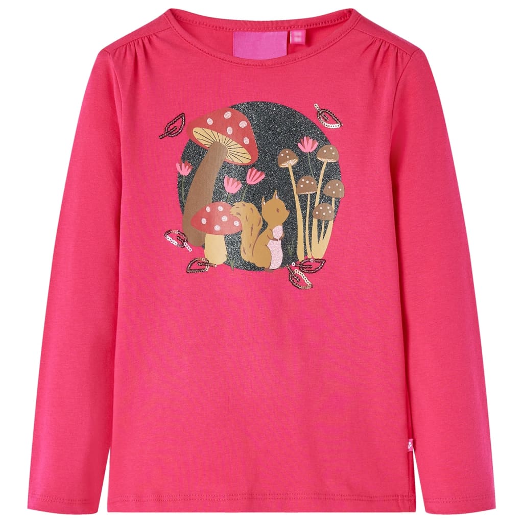 VidaXL Kindershirt mit langen Ärmeln 128 leuchtendes Rosa