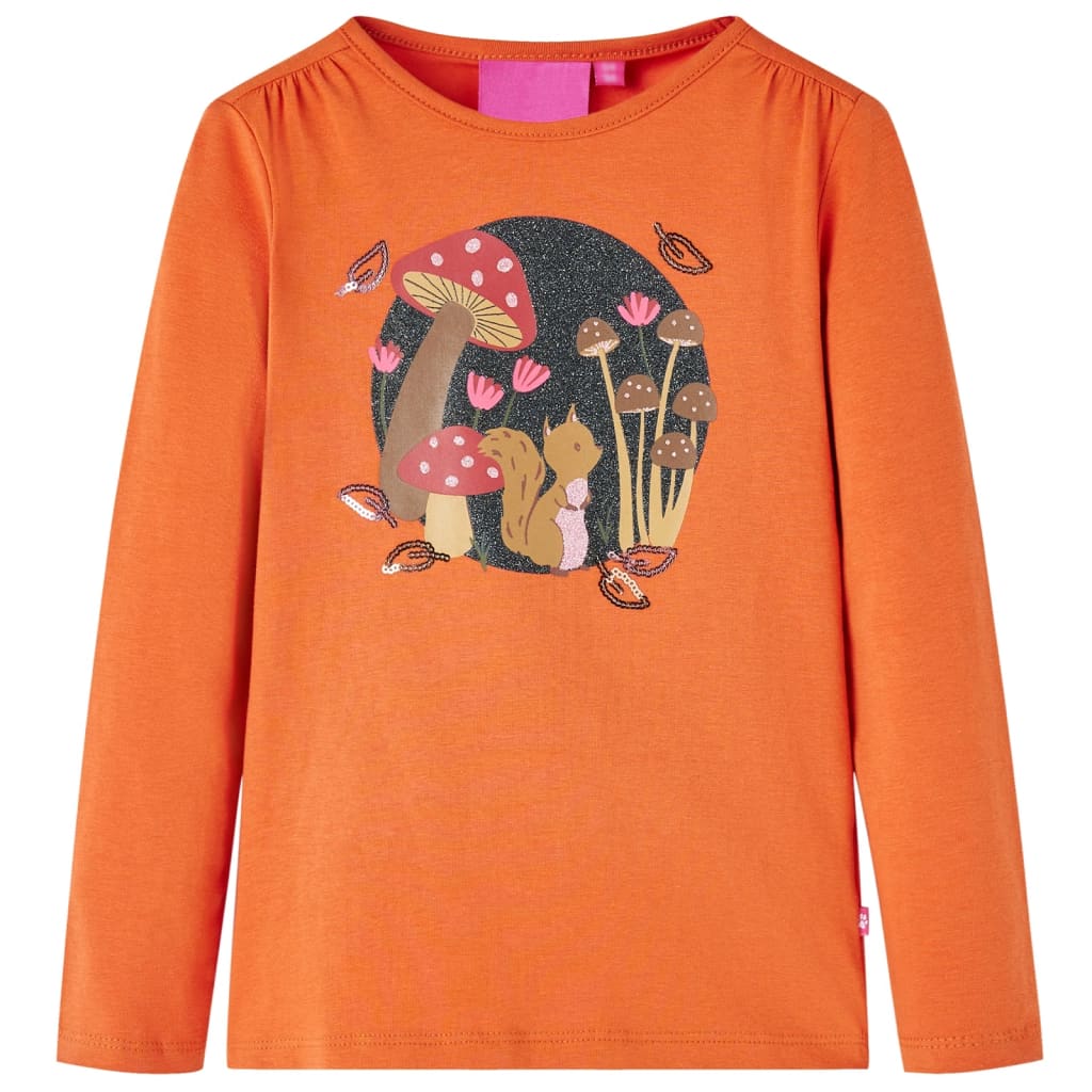 VidaXL Kindershirt mit langen Ärmeln 128 Orange-Braun