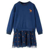 VidaXL Kinderkleid mit langen Ärmeln 128 Marineblau