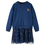 VidaXL Kinderkleid mit langen Ärmeln 140 Marineblau