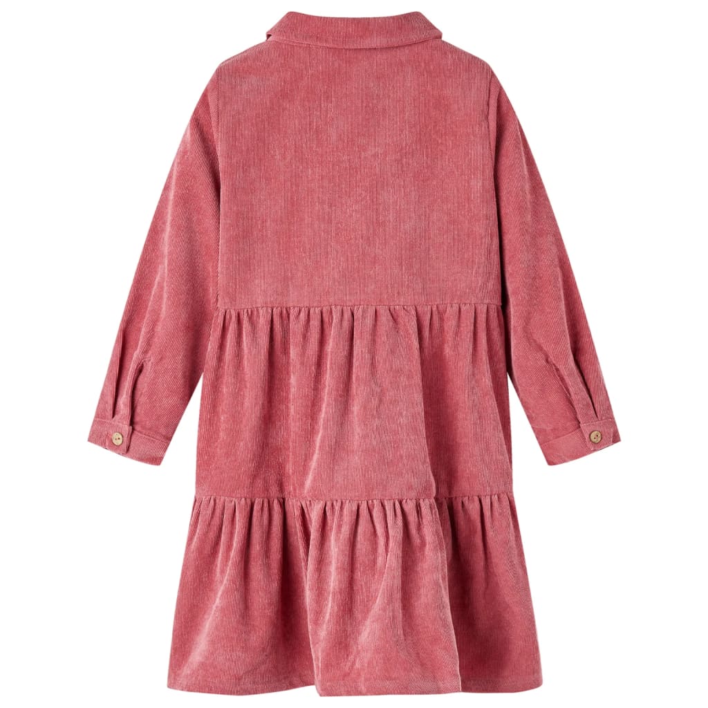 VidaXL Kinderkleid mit langen Ärmeln Cord 92 Altrosa
