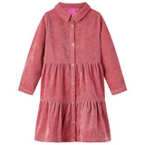 VidaXL Kinderkleid mit langen Ärmeln Cord 140 Altrosa