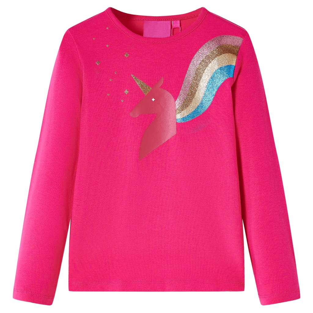 VidaXL Kindershirt mit langen Ärmeln 140 leuchtendes Rosa