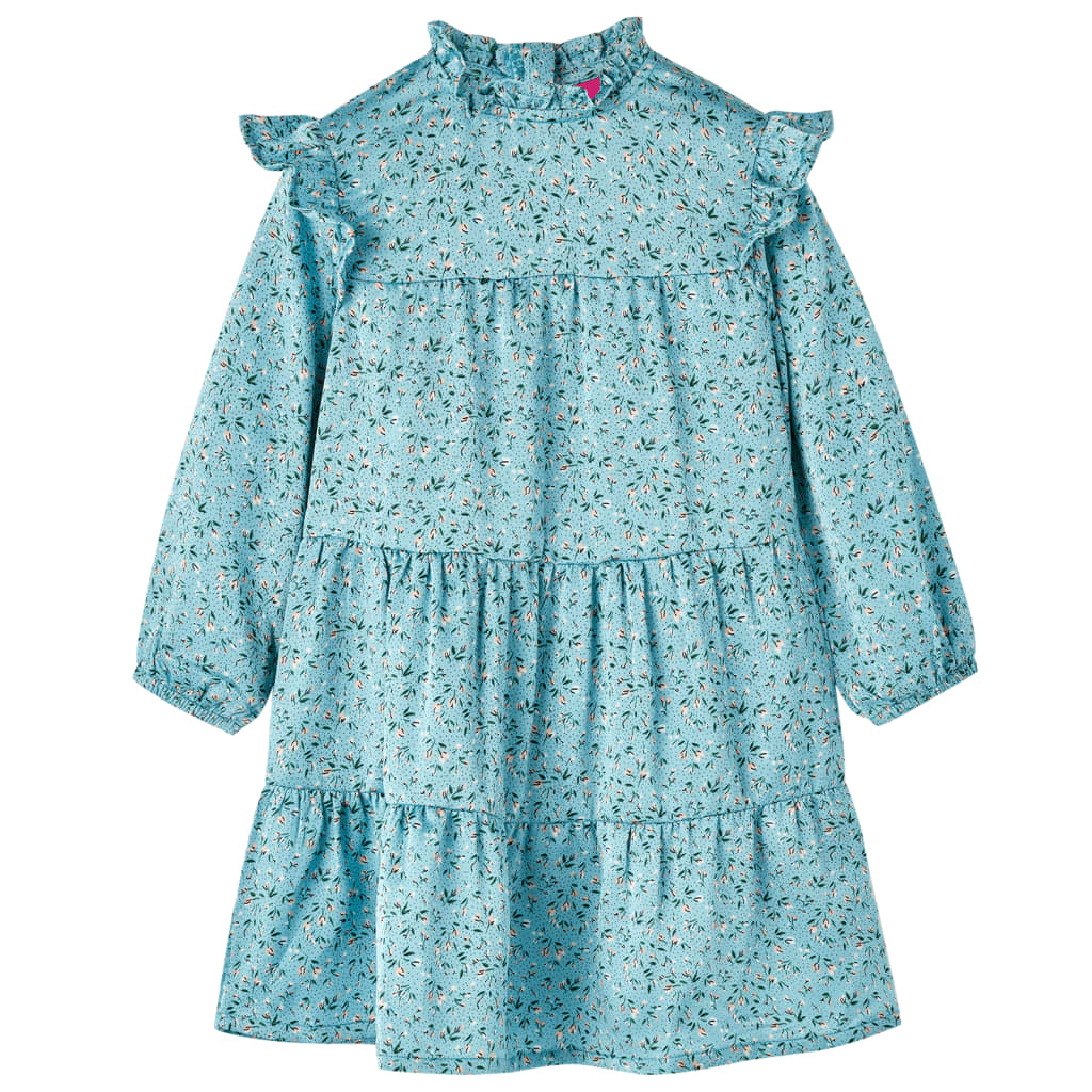 VidaXL Kinderkleid mit langen Ärmeln 92 Blau
