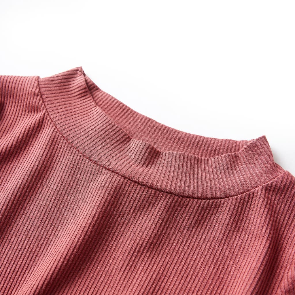 VidaXL Kindershirt mit langen Ärmeln und tiefem Rollkragen 128 Rotbraun