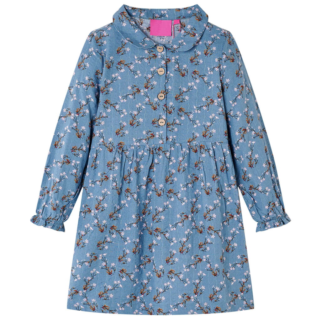 VidaXL Kinderkleid mit langen Ärmeln 128 Petrolfarben