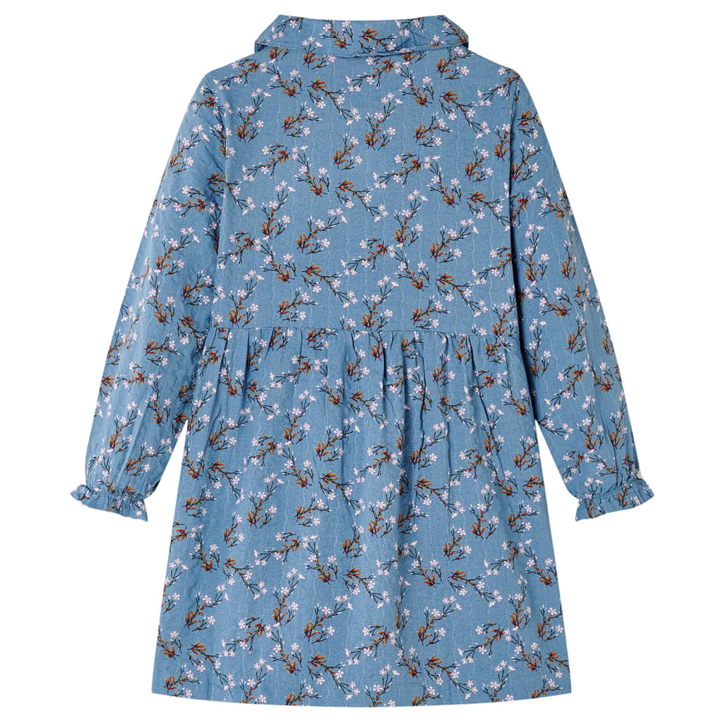 VidaXL Kinderkleid mit langen Ärmeln 128 Petrolfarben