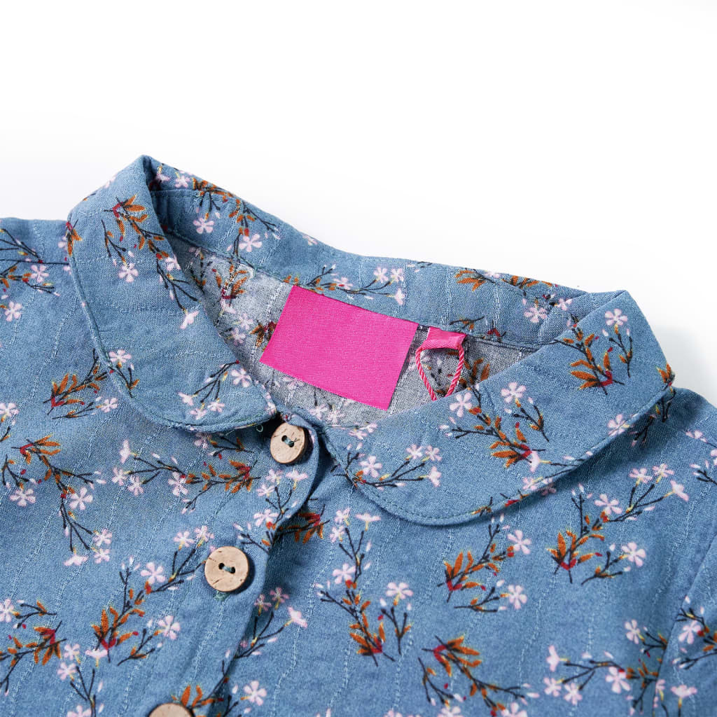 VidaXL Kinderkleid mit langen Ärmeln 128 Petrolfarben