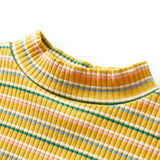 VidaXL Kindershirt mit langen Ärmeln 104 gestreift Ocker
