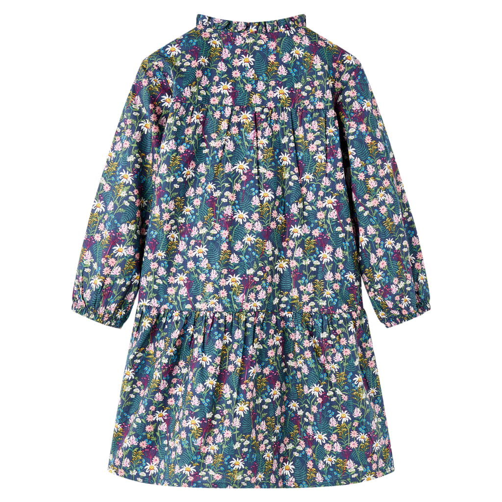 VidaXL Kinderkleid mit langen Ärmeln 140 dunkelblau