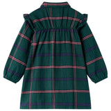 VidaXL Kinderkleid mit langen Ärmeln und Rüschen 92 Dunkelgrün