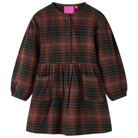 VidaXL Kinderkleid mit langen Ärmeln 140 cognacfarben