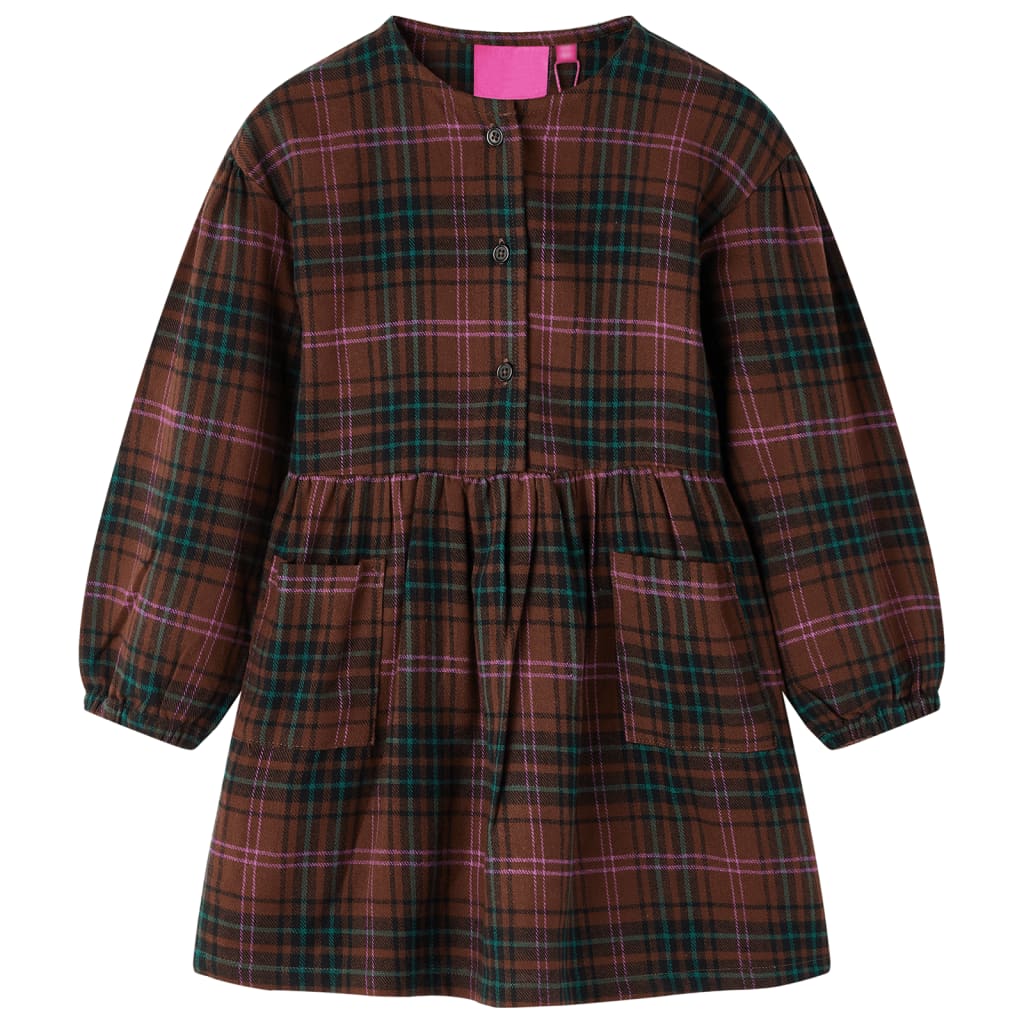 VidaXL Kinderkleid mit langen Ärmeln 140 cognacfarben