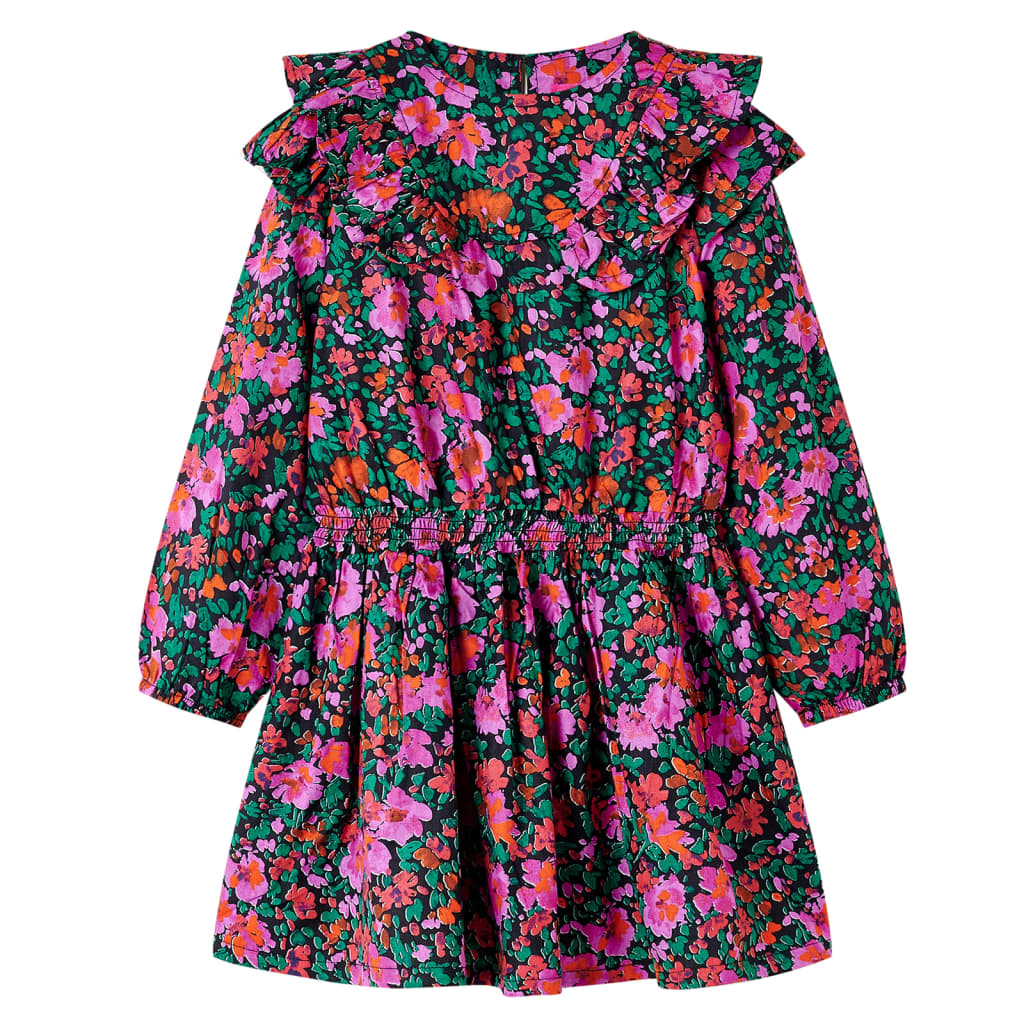 VidaXL Kinderkleid mit langen Ärmeln 92 leuchtendes Rosa