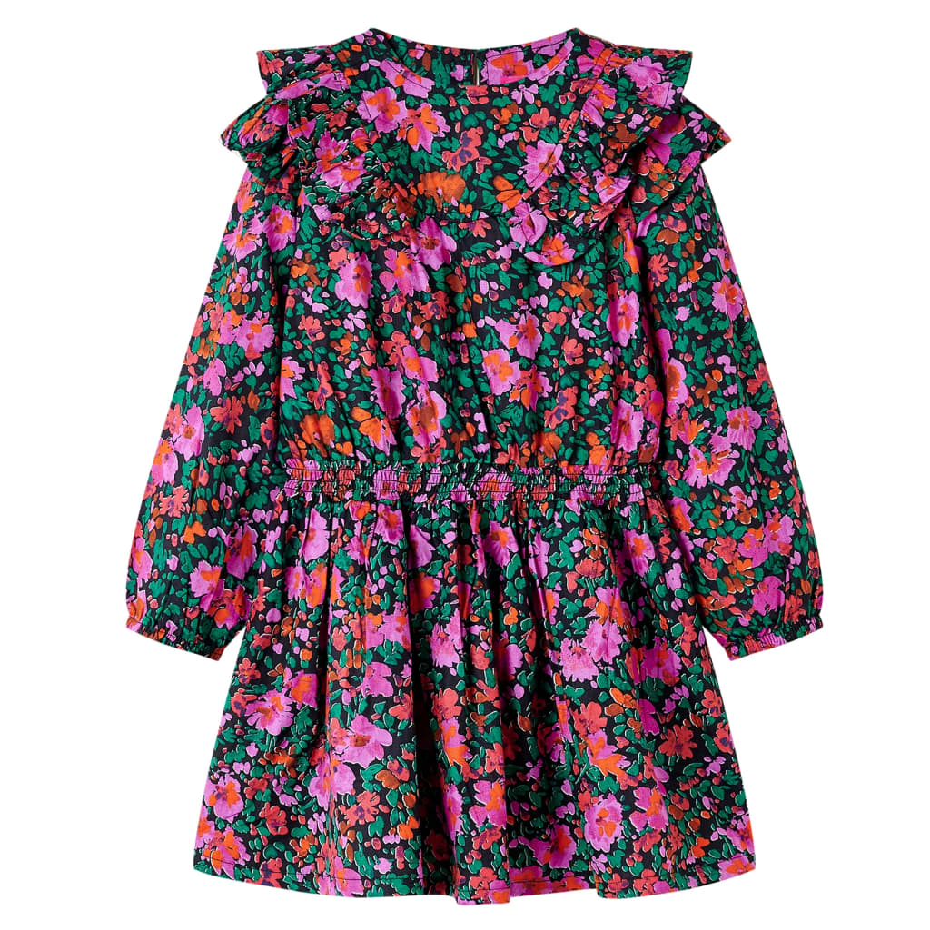 VidaXL Kinderkleid mit langen Ärmeln 116 leuchtendes Rosa