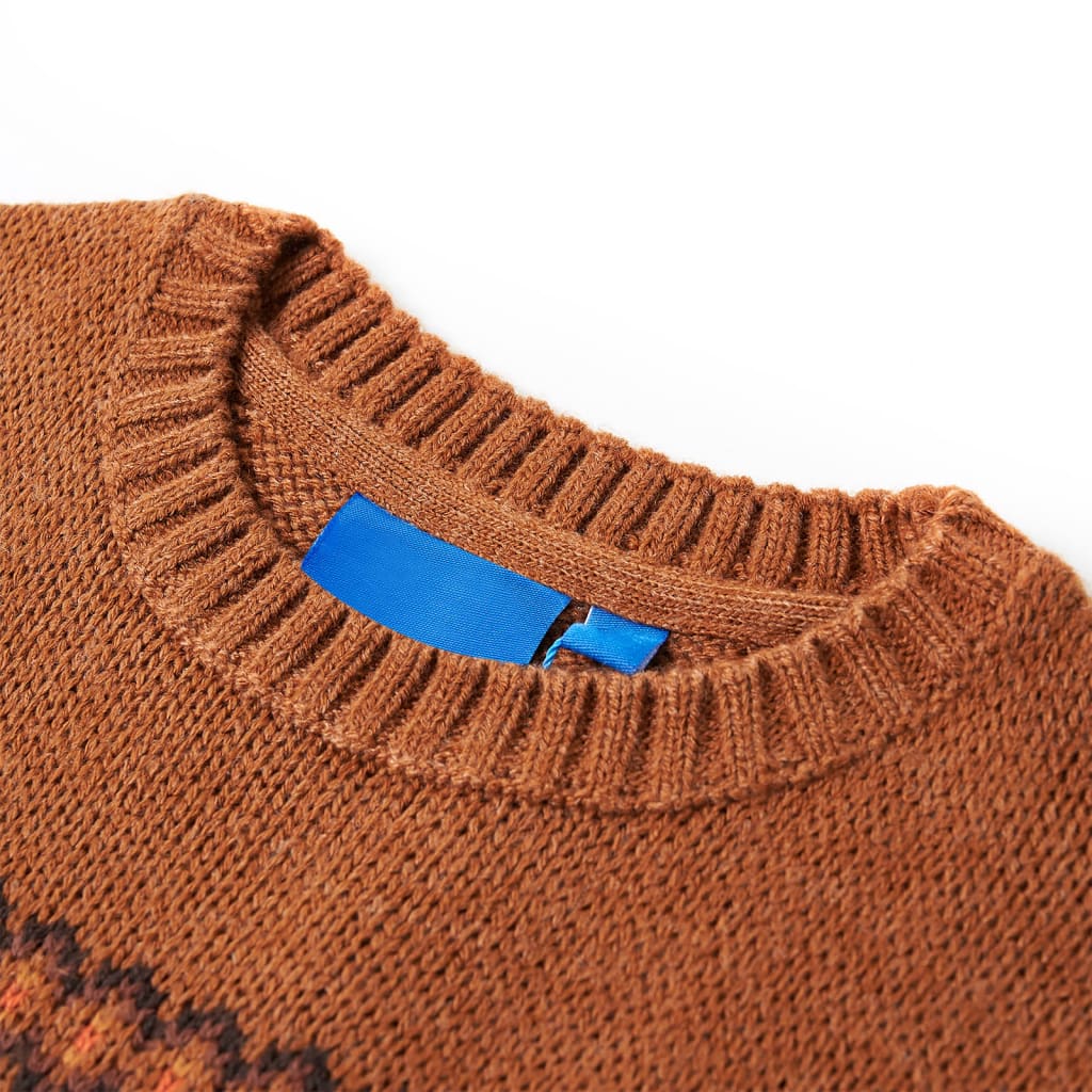 VidaXL Kinderpullover gestrickt 128 cognacfarben