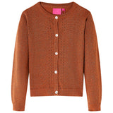 VidaXL Kinderstrickjacke 116 cognacfarben gestrickt
