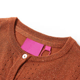 VidaXL Kinderstrickjacke 116 cognacfarben gestrickt