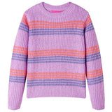 VidaXL Kinderpullover gestrickt mit Streifen 92 Flieder und Rosa