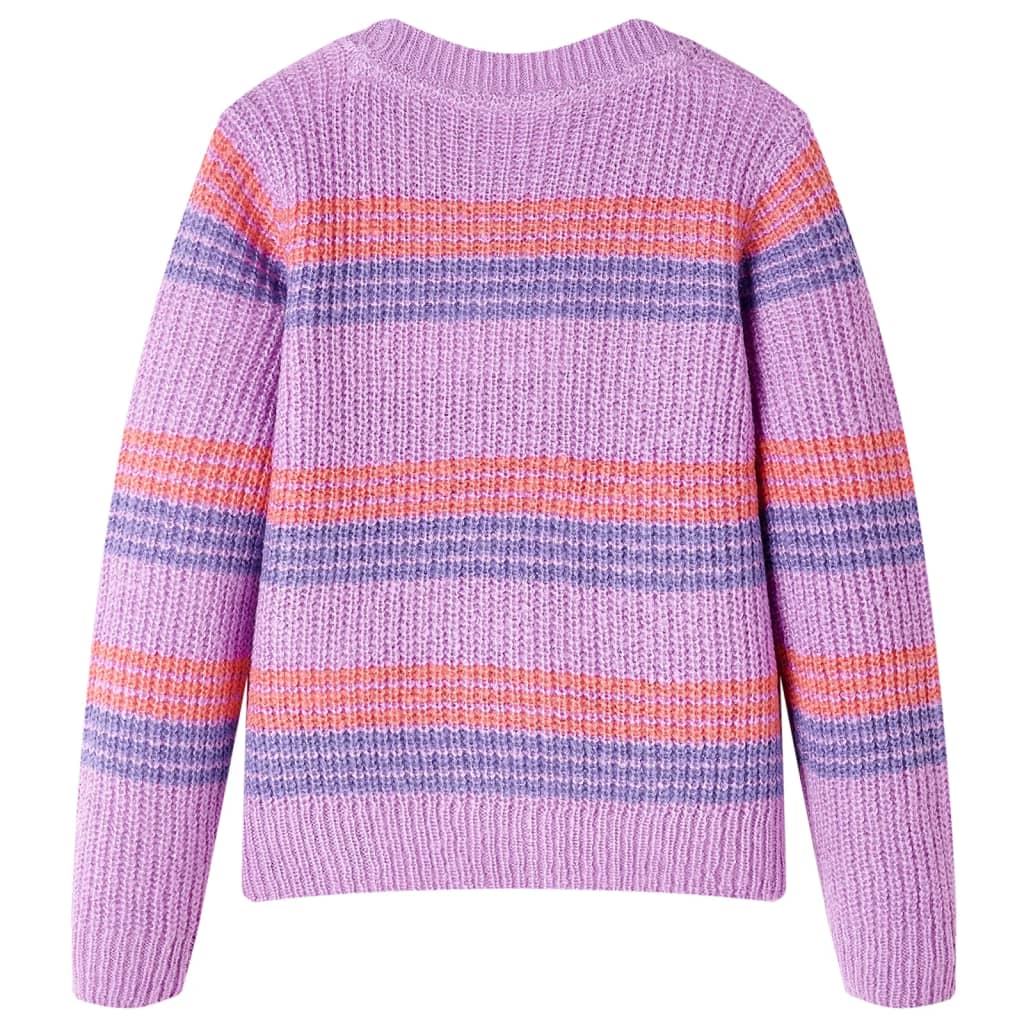 VidaXL Kinderpullover gestrickt mit Streifen 92 Flieder und Rosa