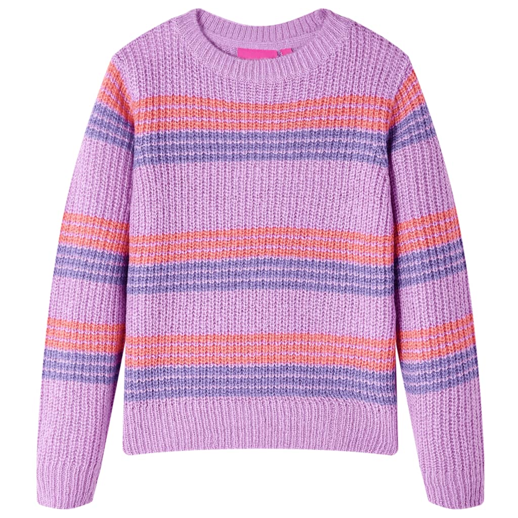 VidaXL Kinderpullover gestrickt mit Streifen 128 Flieder und Rosa
