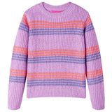 VidaXL Kinderpullover gestrickt mit Streifen 128 Flieder und Rosa