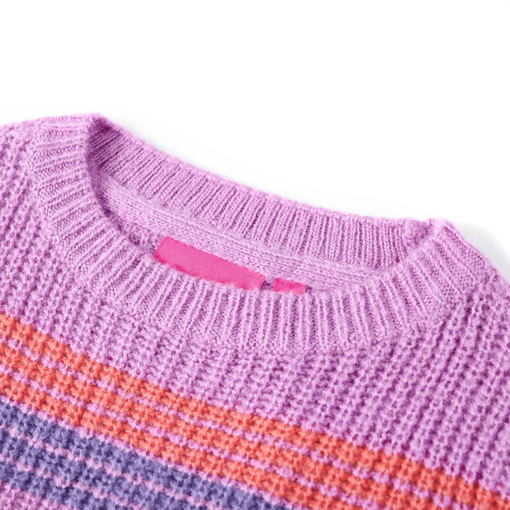 VidaXL Kinderpullover gestrickt mit Streifen 128 Flieder und Rosa