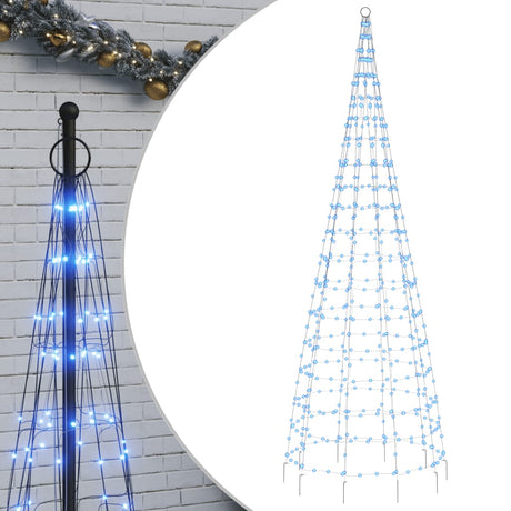 Vidaxxl LED-Weihnachtsbaum am Fahnenmast 550 LEDs 300 cm blau