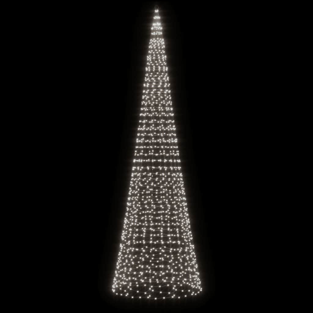 Vidaxxl LED-Weihnachtsbaum am Fahnenmast 1534 LEDs kaltweiß 500 cm