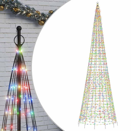 Vidaxxl LED-Weihnachtsbaum am Fahnenmast 1534 LEDs bunt 500 cm