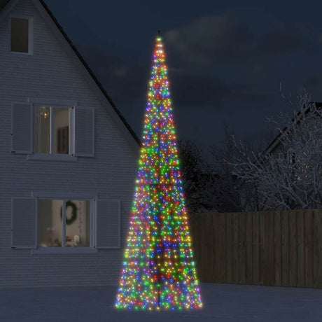 Vidaxxl LED-Weihnachtsbaum am Fahnenmast 1534 LEDs bunt 500 cm