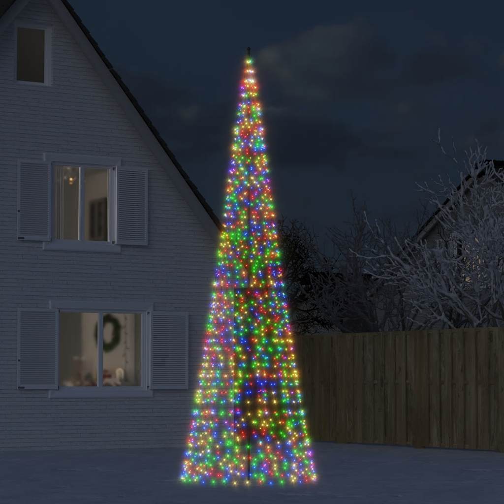 Vidaxxl LED-Weihnachtsbaum am Fahnenmast 1534 LEDs bunt 500 cm