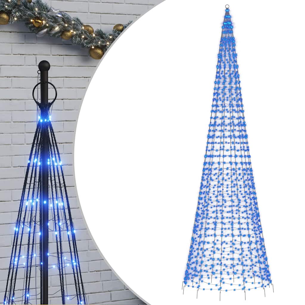 Vidaxxl LED-Weihnachtsbaum am Fahnenmast 1534 LEDs 500 cm blau