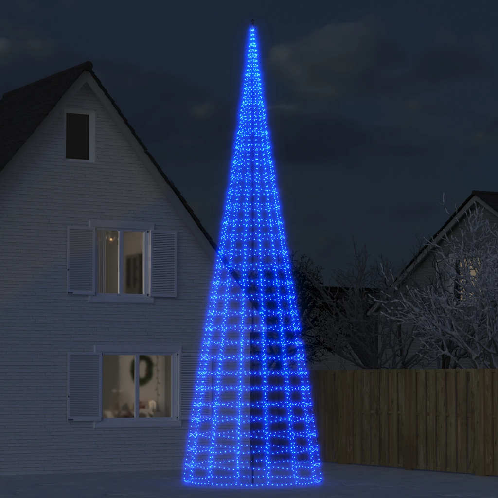 Vidaxxl LED-Weihnachtsbaum am Fahnenmast 3000 LEDs 800 cm blau