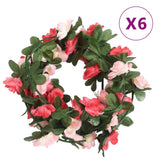 VidaXL Weihnachtsgirlanden mit Blumen 6 Stück 250 cm Frühlingsrosa