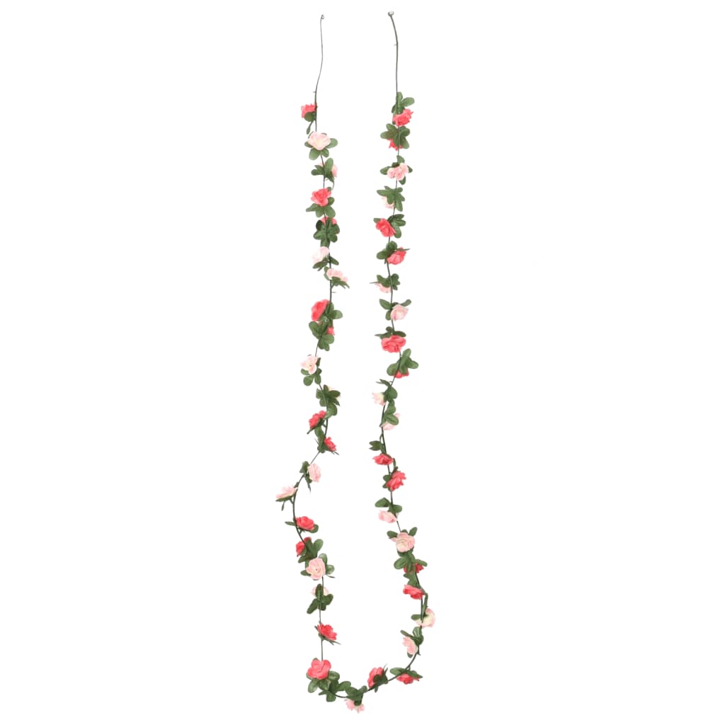 Vidaxl Christmas Garlands With Flowers 6 St 250 cm Spring Rosé