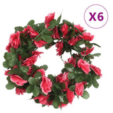 Vidaxx Weihnachtsgirlanden mit Blumen 6 Stück 250 cm Frühling rosa rot