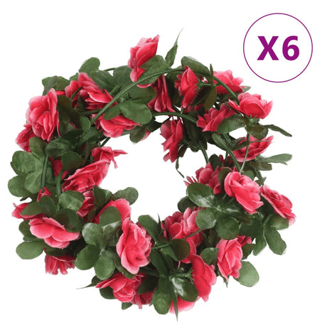 Vidaxx Weihnachtsgirlanden mit Blumen 6 Stück 250 cm Frühling rosa rot
