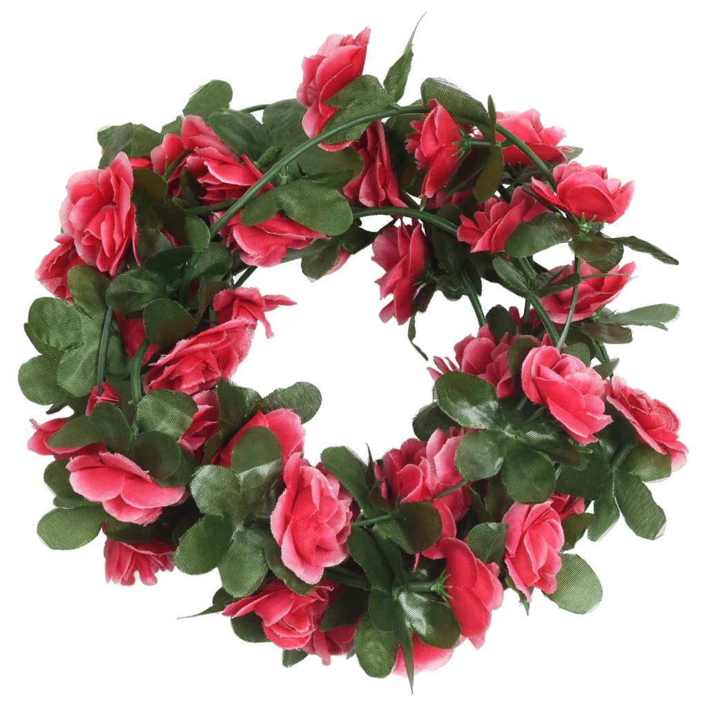 Vidaxl Christmas Garlands With Flowers 6 St 250 cm Spring Pink -Red