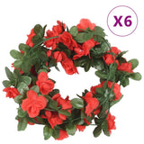 VidaXL Weihnachtsgirlanden mit Blumen 6 Stück 250 cm Frühlingsrot