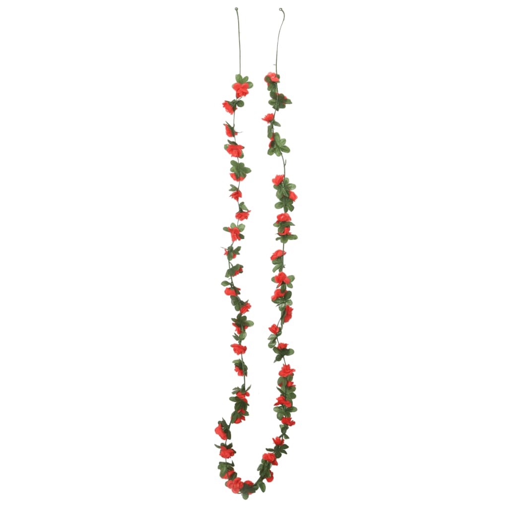 Vidaxl Christmas Garlands With Flowers 6 St 250 cm Spring Red