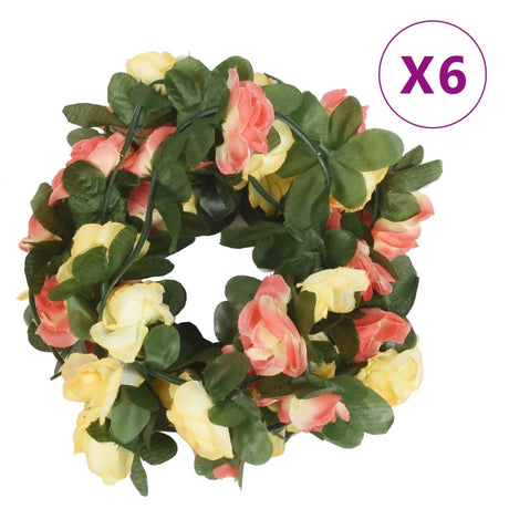 VidaXL Blumengirlanden 6 Stk. 250 cm Frühlingssonnenuntergang Rot