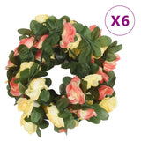 VidaXL Blumengirlanden 6 Stk. 250 cm Frühlingssonnenuntergang Rot