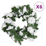 VidaXL Weihnachtsgirlanden mit Blumen 6 Stück 250 cm Frühlingsweiß